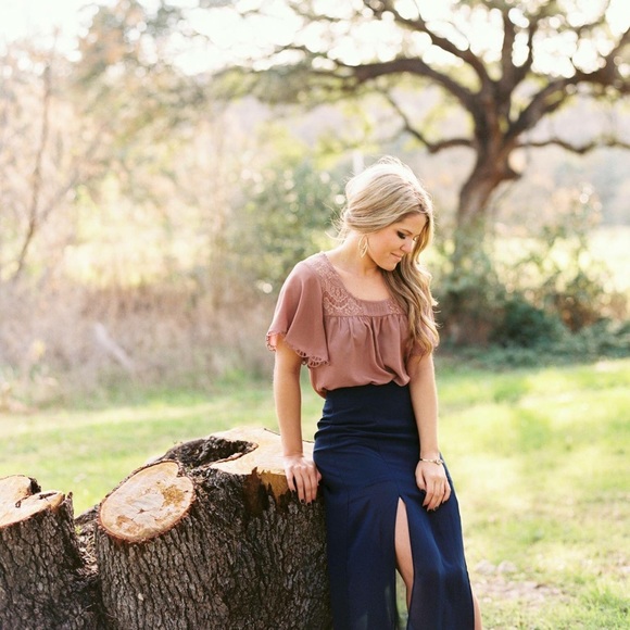 Forever 21 Dresses & Skirts - Long Blue Slit Skirt